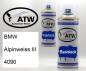 Preview: BMW, Alpinweiss III, 4090: 400ml Sprühdose + 400ml Klarlack - Set, von ATW Autoteile West.